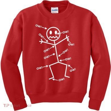 Everything Hurts Stick Man In Pain Kids Sweatshirt