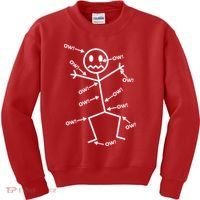 Everything Hurts Stick Man In Pain Kids Sweatshirt thumb 0