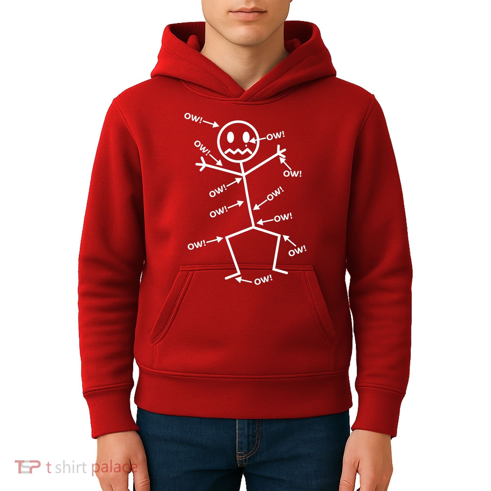 Everything Hurts Stick Man In Pain Kids Hoodie