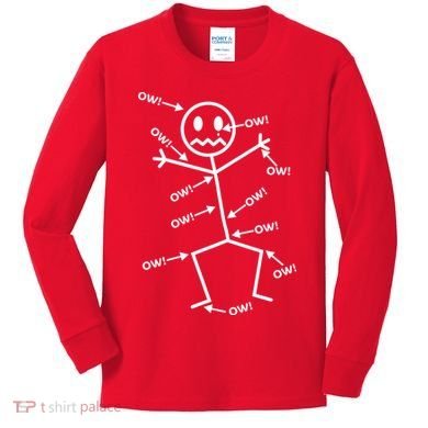 Everything Hurts Stick Man In Pain Kids Long Sleeve Shirt
