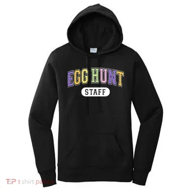 Egg Hunt Staff Funny Varsity Style Parents Easter Event Women's Hoodie