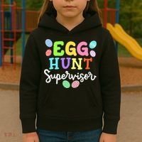 Egg Hunt Supervisor Funny Easter Mom Dad  Kids Hoodie thumb 3