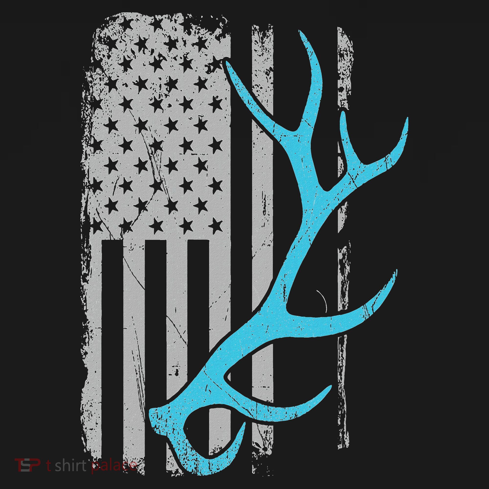 Elk Hunter Vintage Usa Flag Shed Antlers T-Shirt