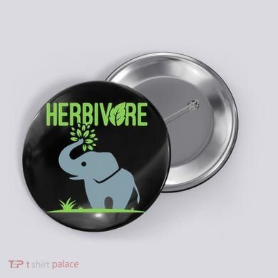 Elephant Herbivore Vegan Vegetarian Cute Button