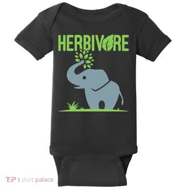 Elephant Herbivore Vegan Vegetarian Cute Baby Bodysuit