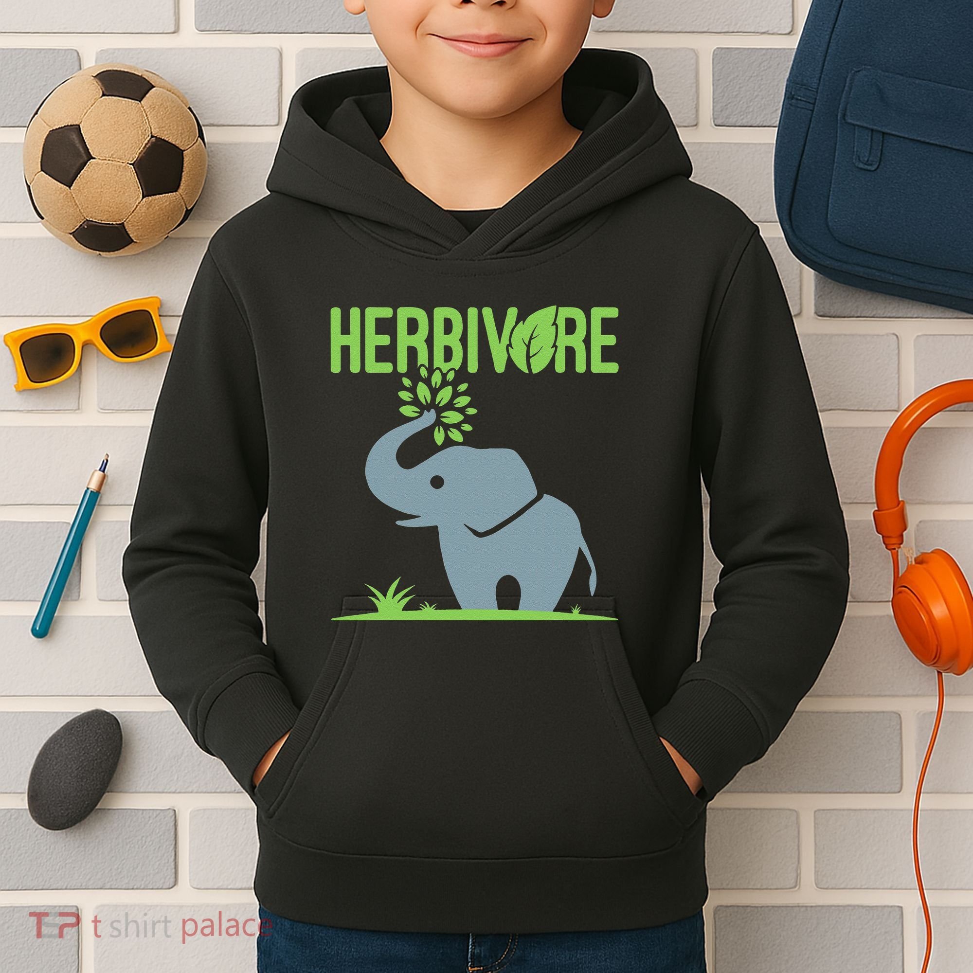Elephant Herbivore Vegan Vegetarian Cute Kids Hoodie