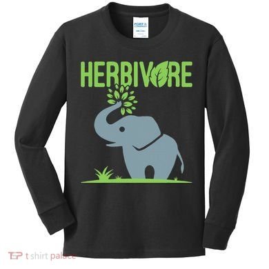 Elephant Herbivore Vegan Vegetarian Cute Kids Long Sleeve Shirt