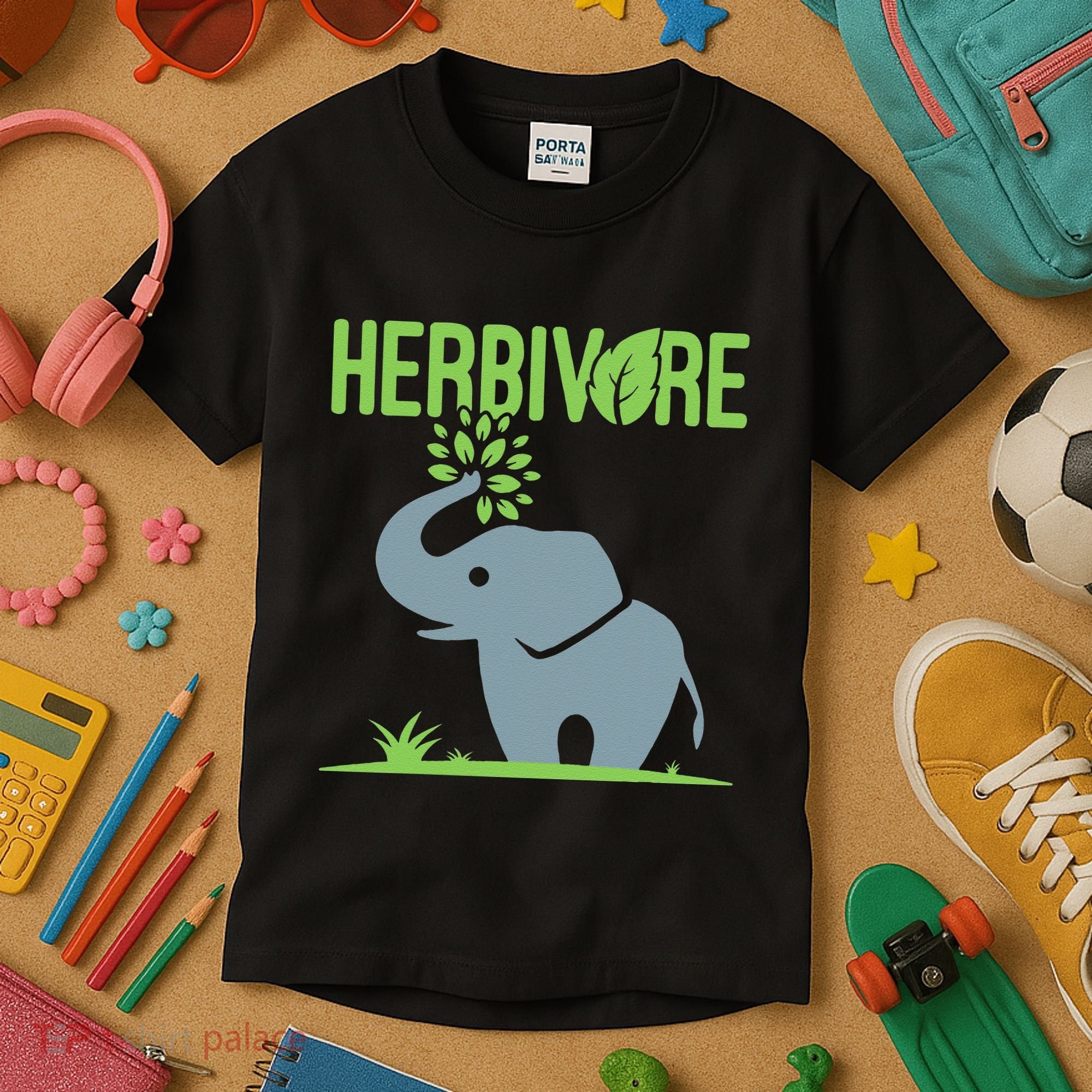Elephant Herbivore Vegan Vegetarian Cute Kids T-Shirt