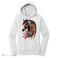 Equestrian Horse Western Cow Horseback Riding Theme Women's Hoodie thumb 0