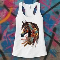 Equestrian Horse Western Cow Horseback Riding Theme Women's Tank Top thumb 3