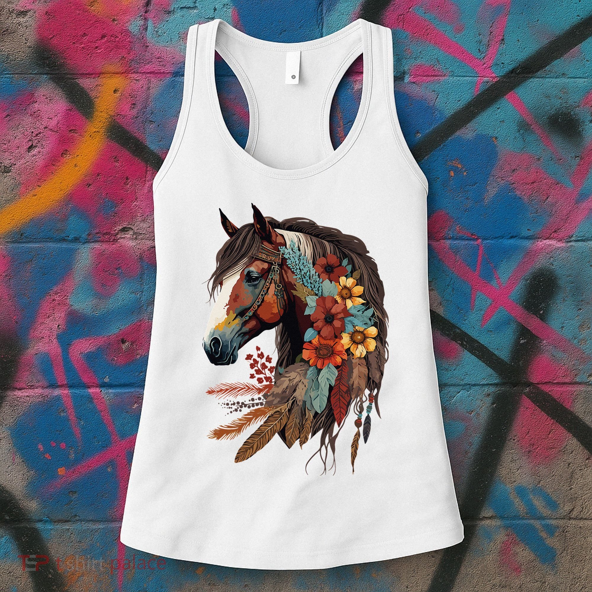 Equestrian Horse Western Cow Horseback Riding Theme Women's Tank Top