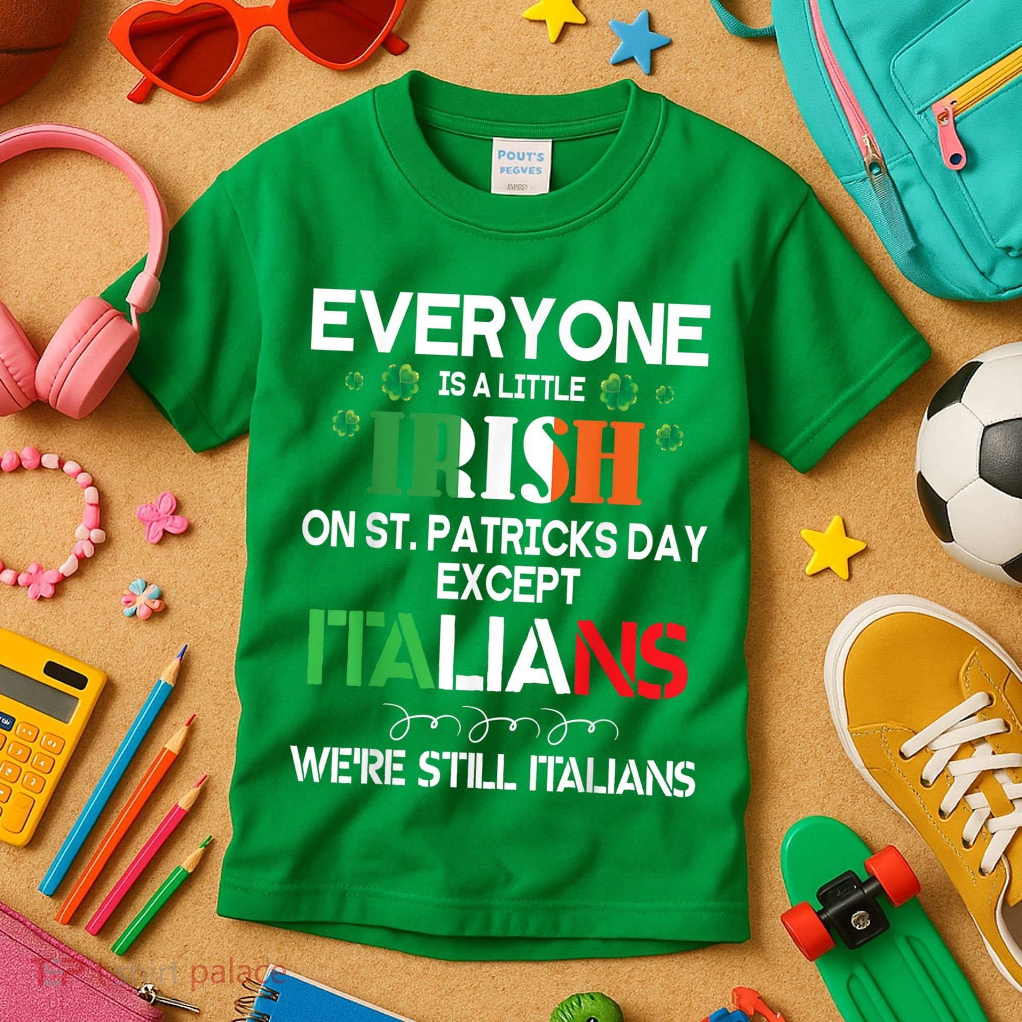 Everyone Is A Little Irish On St Patrick Day Except Italians Kids T-Shirt