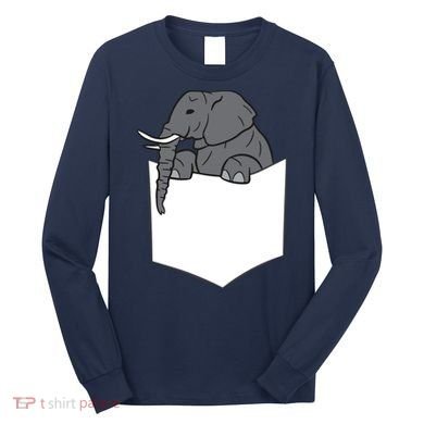 Elephant In A Pocket Funny Pocket Elephant Long Sleeve Shirt