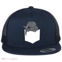 Elephant In A Pocket Funny Pocket Elephant Flat Bill Trucker Hat thumb 0