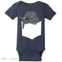 Elephant In A Pocket Funny Pocket Elephant Baby Bodysuit thumb 0