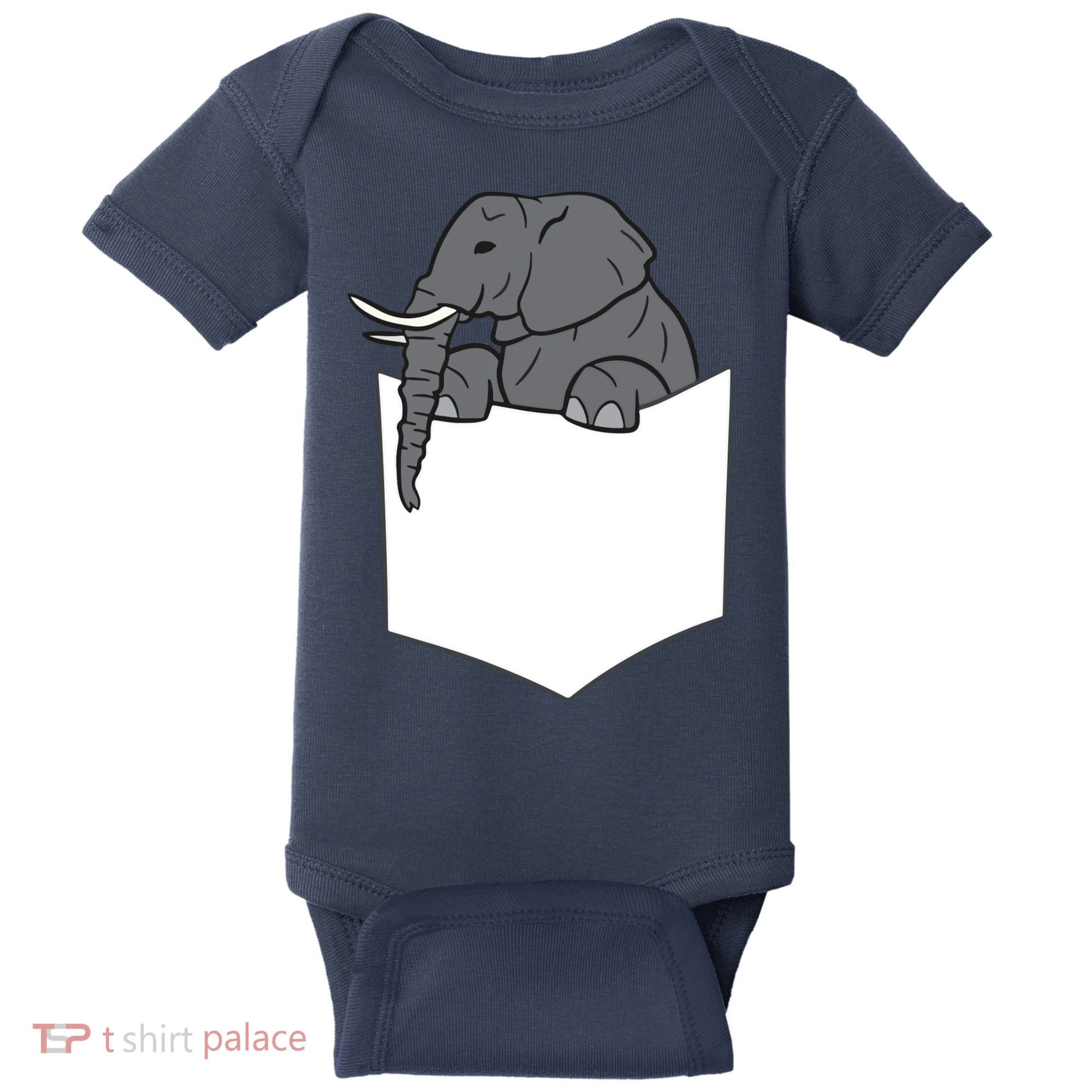Elephant In A Pocket Funny Pocket Elephant Baby Bodysuit