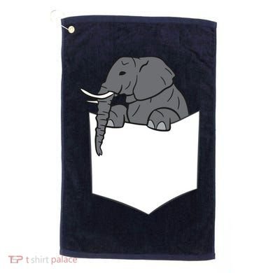 Elephant In A Pocket Funny Pocket Elephant Golf Towel