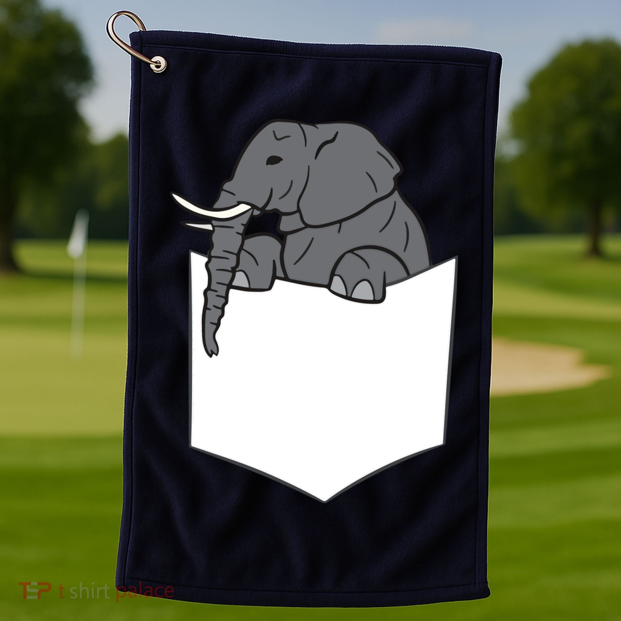 Elephant In A Pocket Funny Pocket Elephant Golf Towel