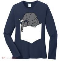 Elephant In A Pocket Funny Pocket Elephant Women's Long Sleeve Shirt thumb 0