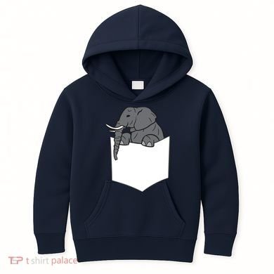 Elephant In A Pocket Funny Pocket Elephant Kids Hoodie