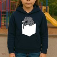 Elephant In A Pocket Funny Pocket Elephant Kids Hoodie thumb 3