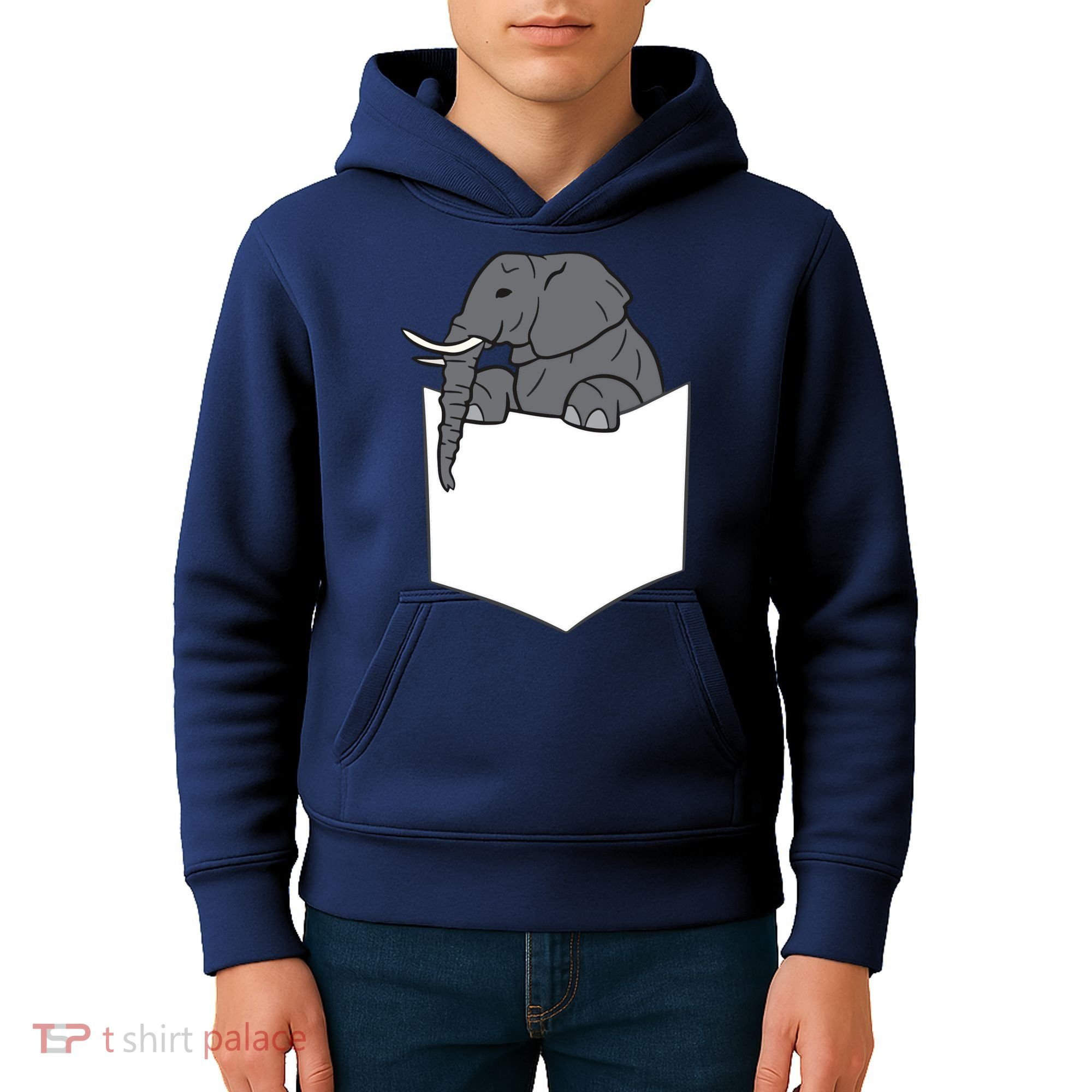 Elephant In A Pocket Funny Pocket Elephant Kids Hoodie