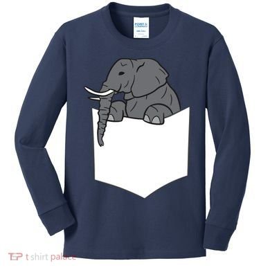 Elephant In A Pocket Funny Pocket Elephant Kids Long Sleeve Shirt