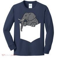 Elephant In A Pocket Funny Pocket Elephant Kids Long Sleeve Shirt thumb 0