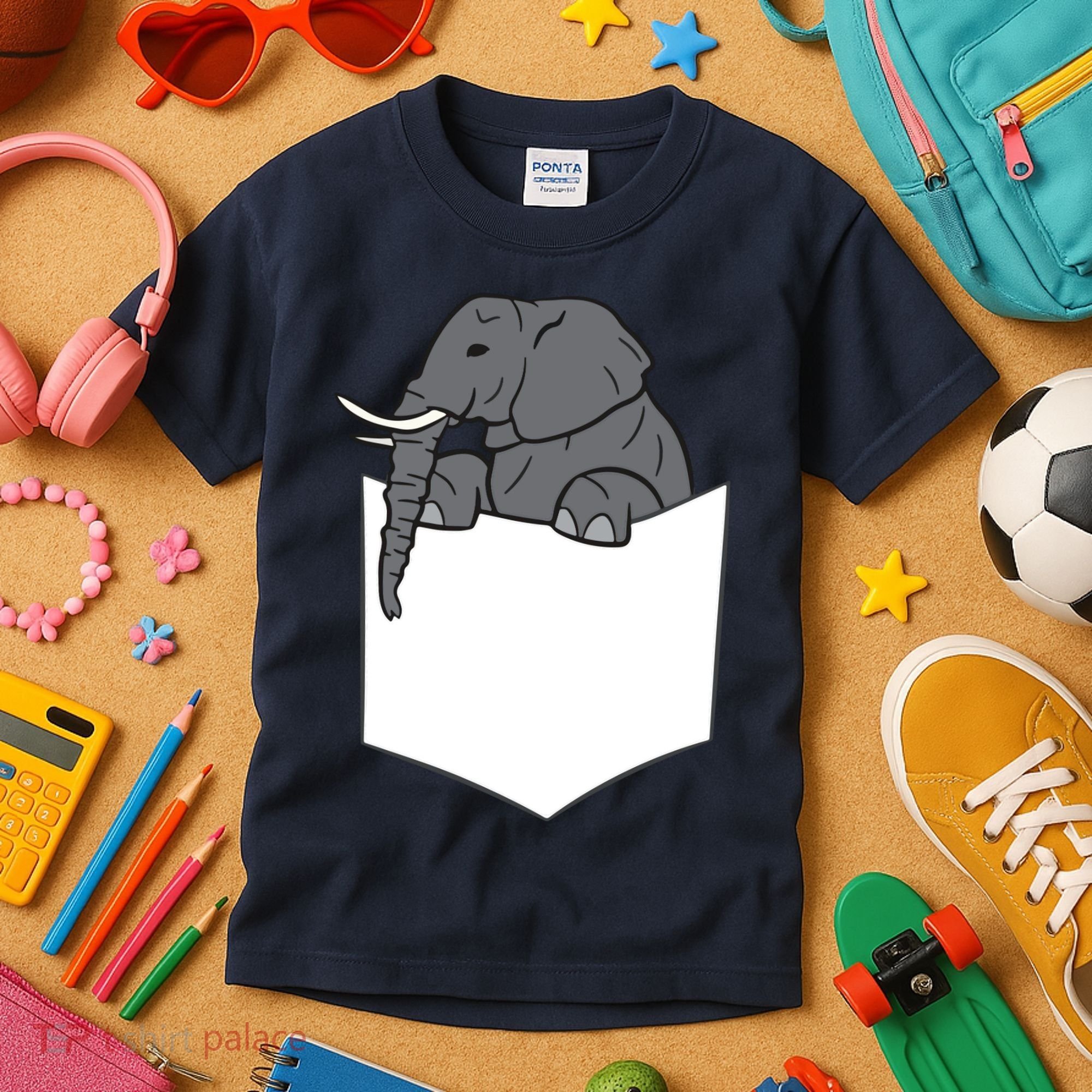 Elephant In A Pocket Funny Pocket Elephant Kids T-Shirt