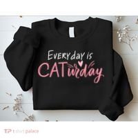 Everyday Is Caturday Cat Lover Sweatshirt thumb 2