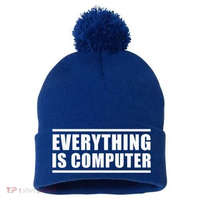 Everything Is Computer Pom Pom 12in Knit Beanie