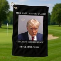 Election Interference Donald Trump Mugshot Golf Towel thumb 1