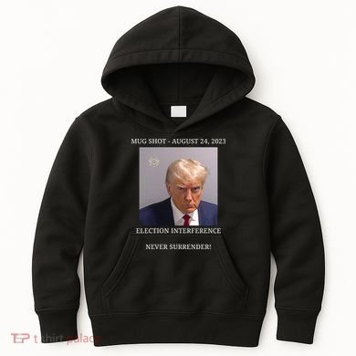 Election Interference Donald Trump Mugshot Kids Hoodie