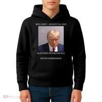Election Interference Donald Trump Mugshot Kids Hoodie thumb 4