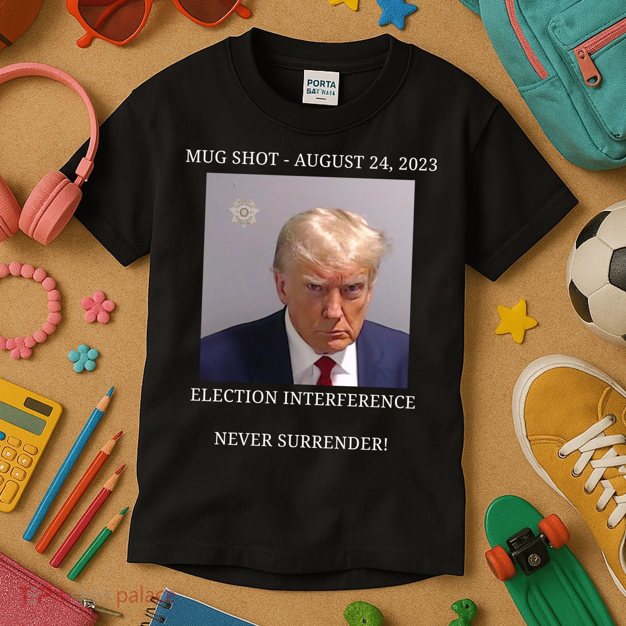 Election Interference Donald Trump Mugshot Kids T-Shirt