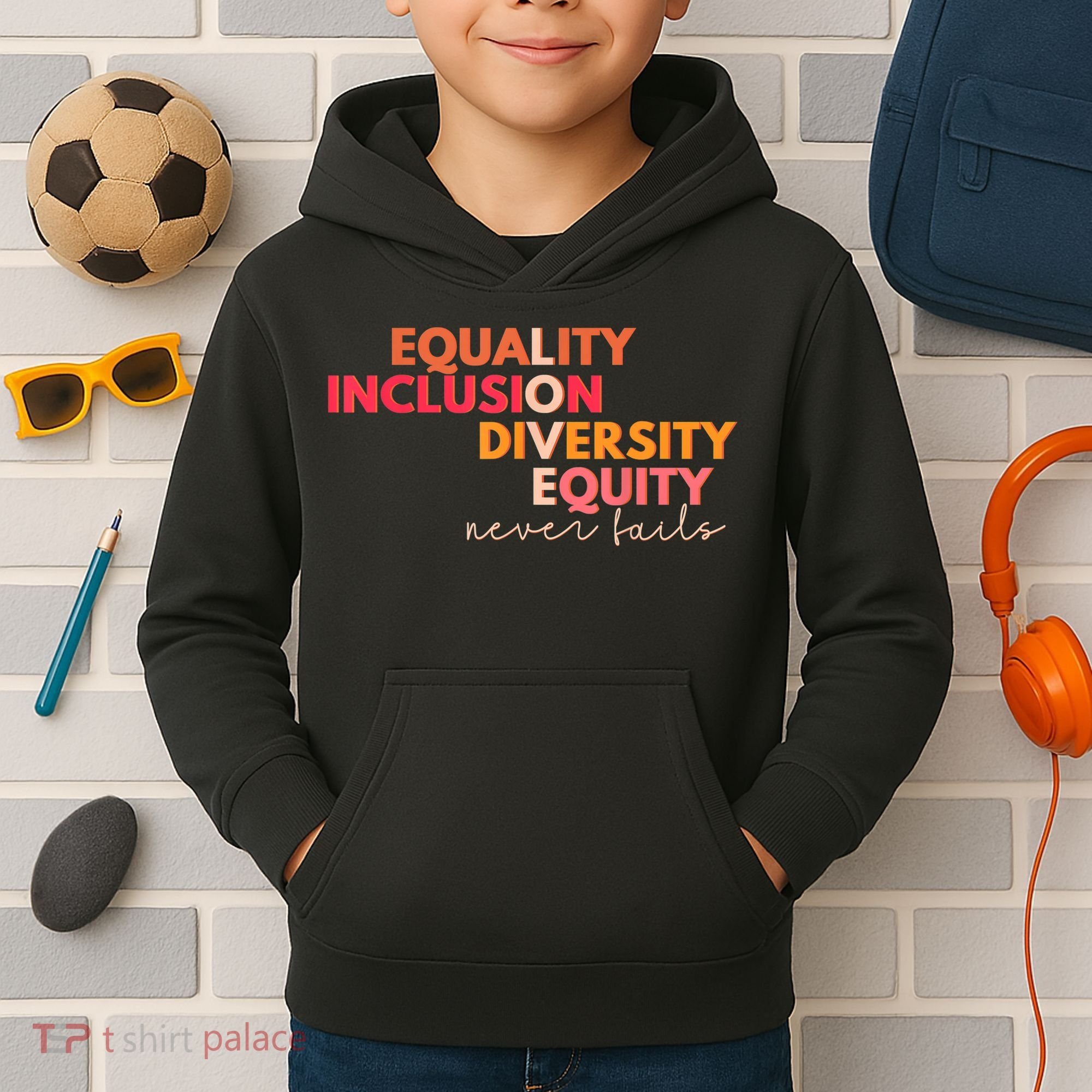 Equality Inclusion Diversity Equity Love Never Fails Teacher TShirt Kids Hoodie