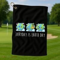 Everyday Is Earth Day Cute Planet Awareness Golf Towel thumb 1