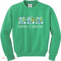 Everyday Is Earth Day Cute Planet Awareness Kids Sweatshirt thumb 0