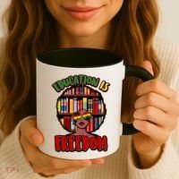 Education Is Freedom Black History Book Reading Lover Coffee Mug thumb 3
