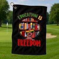 Education Is Freedom Black History Book Reading Lover Golf Towel thumb 1