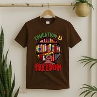 Education Is Freedom Black History Book Reading Lover T-Shirt thumb 2
