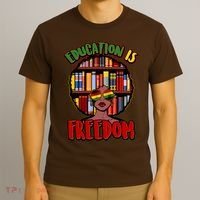 Education Is Freedom Black History Book Reading Lover T-Shirt thumb 3