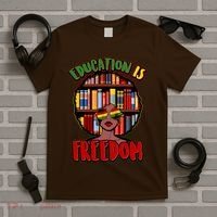 Education Is Freedom Black History Book Reading Lover T-Shirt thumb 5