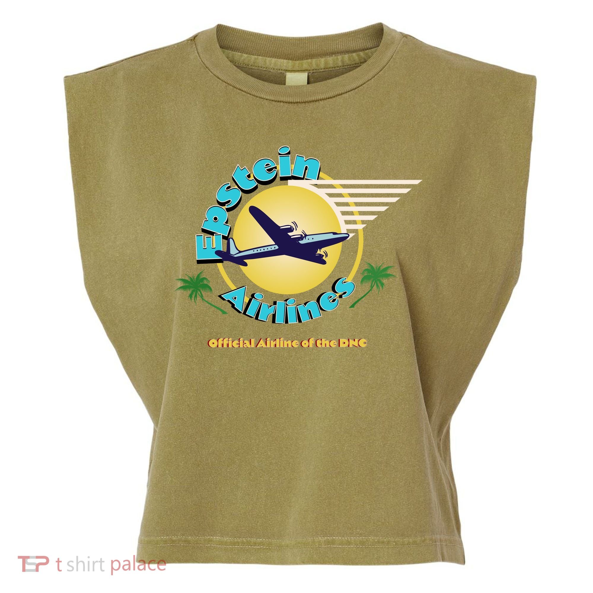 Epstein Island Funny Conservative Republican Garment-Dyed Women's Muscle Tee