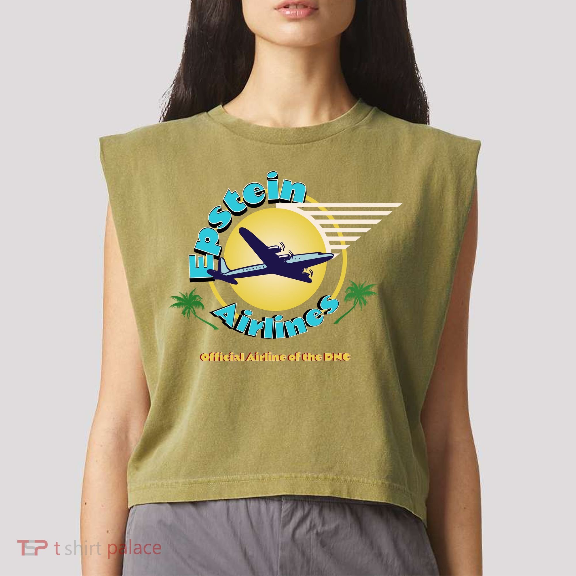 Epstein Island Funny Conservative Republican Garment-Dyed Women's Muscle Tee