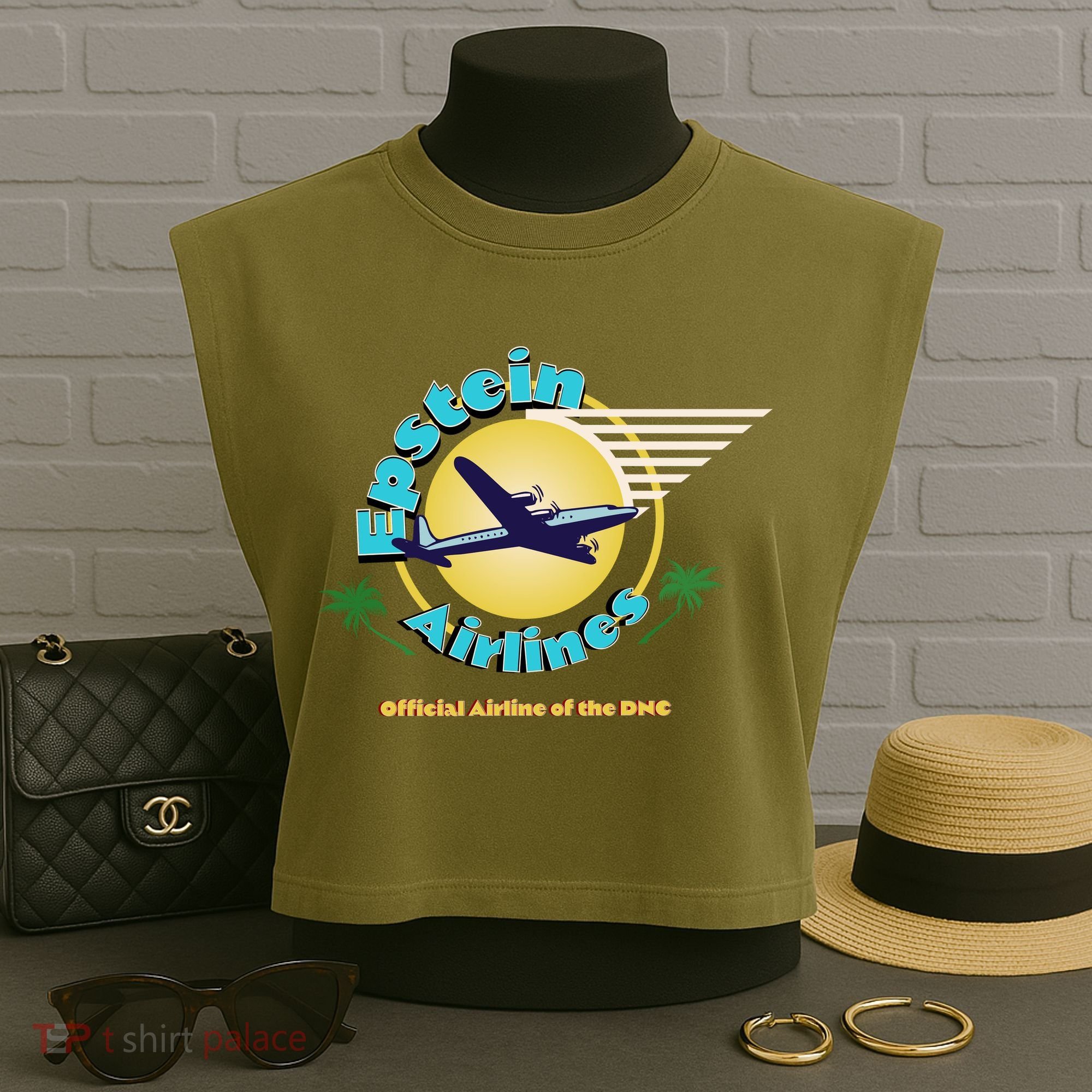 Epstein Island Funny Conservative Republican Garment-Dyed Women's Muscle Tee