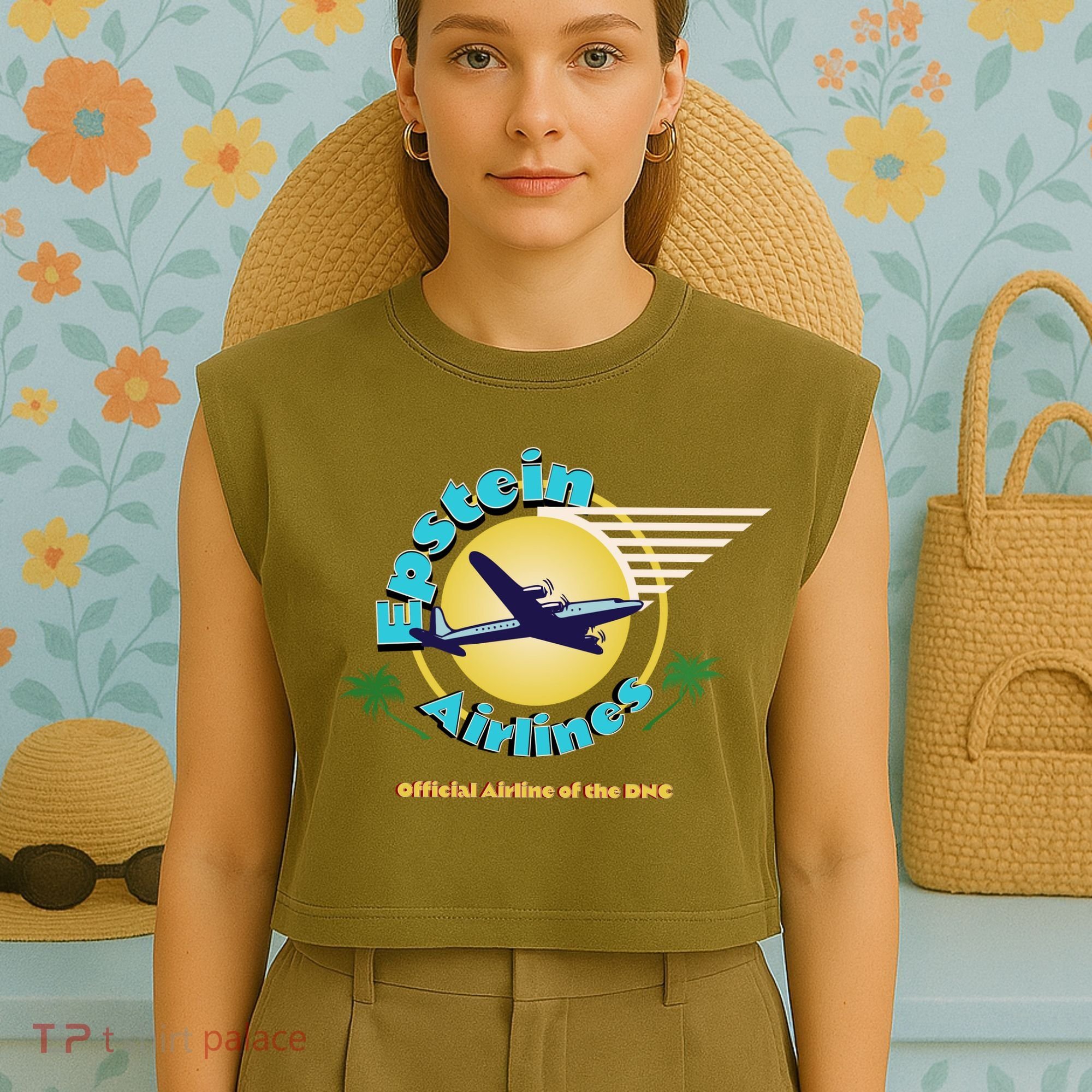 Epstein Island Funny Conservative Republican Garment-Dyed Women's Muscle Tee