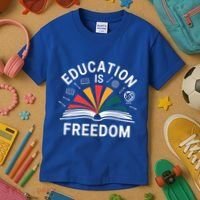 Education Is Freedom Teacher Student Back To School Gift Kids T-Shirt thumb 3