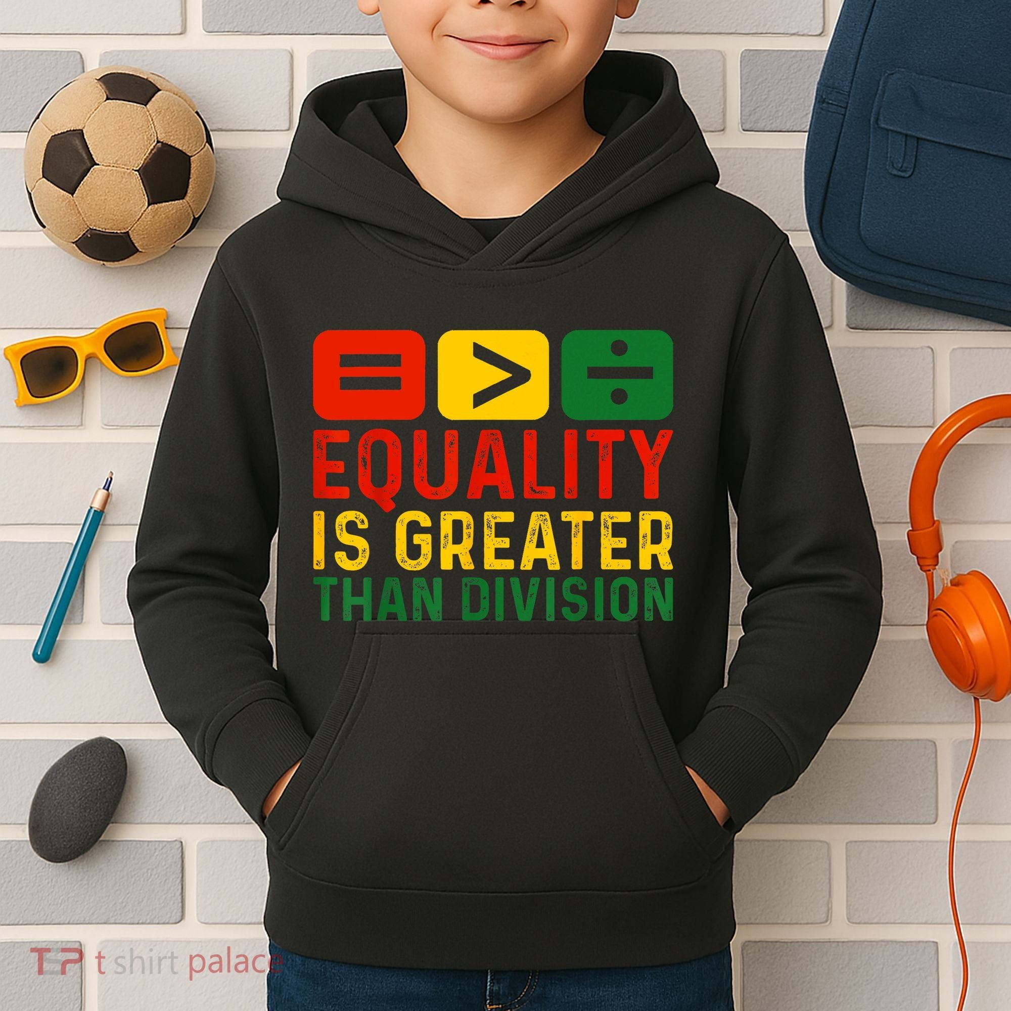 Equality Is Greater Than Division Math Black History Month Kids Hoodie