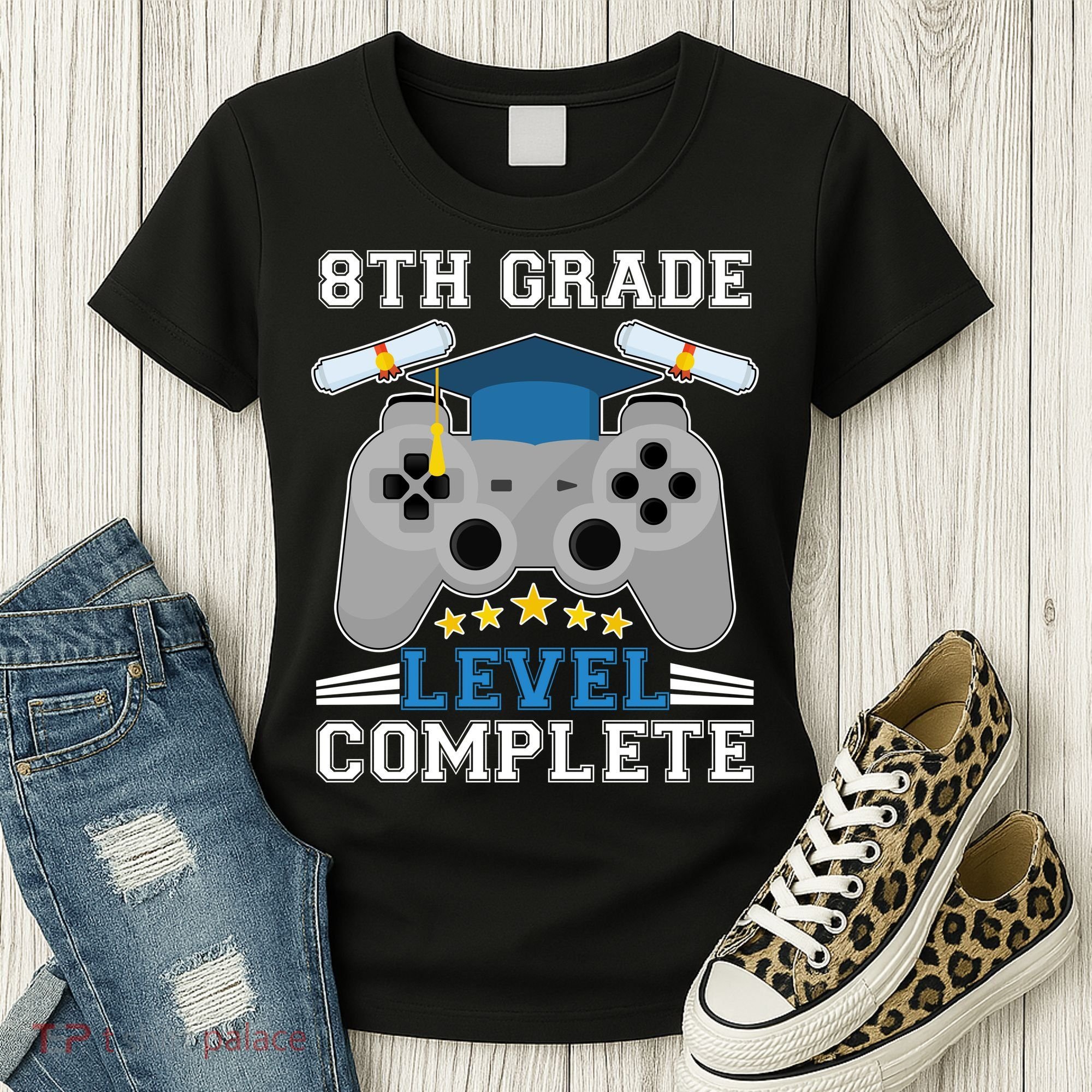 Eight 8th Grade Level Complete Gamer Graduation Women's T-Shirt